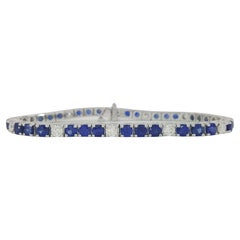 8 Carat White Diamond and Sapphire Tennis Bracelet set in White Gold