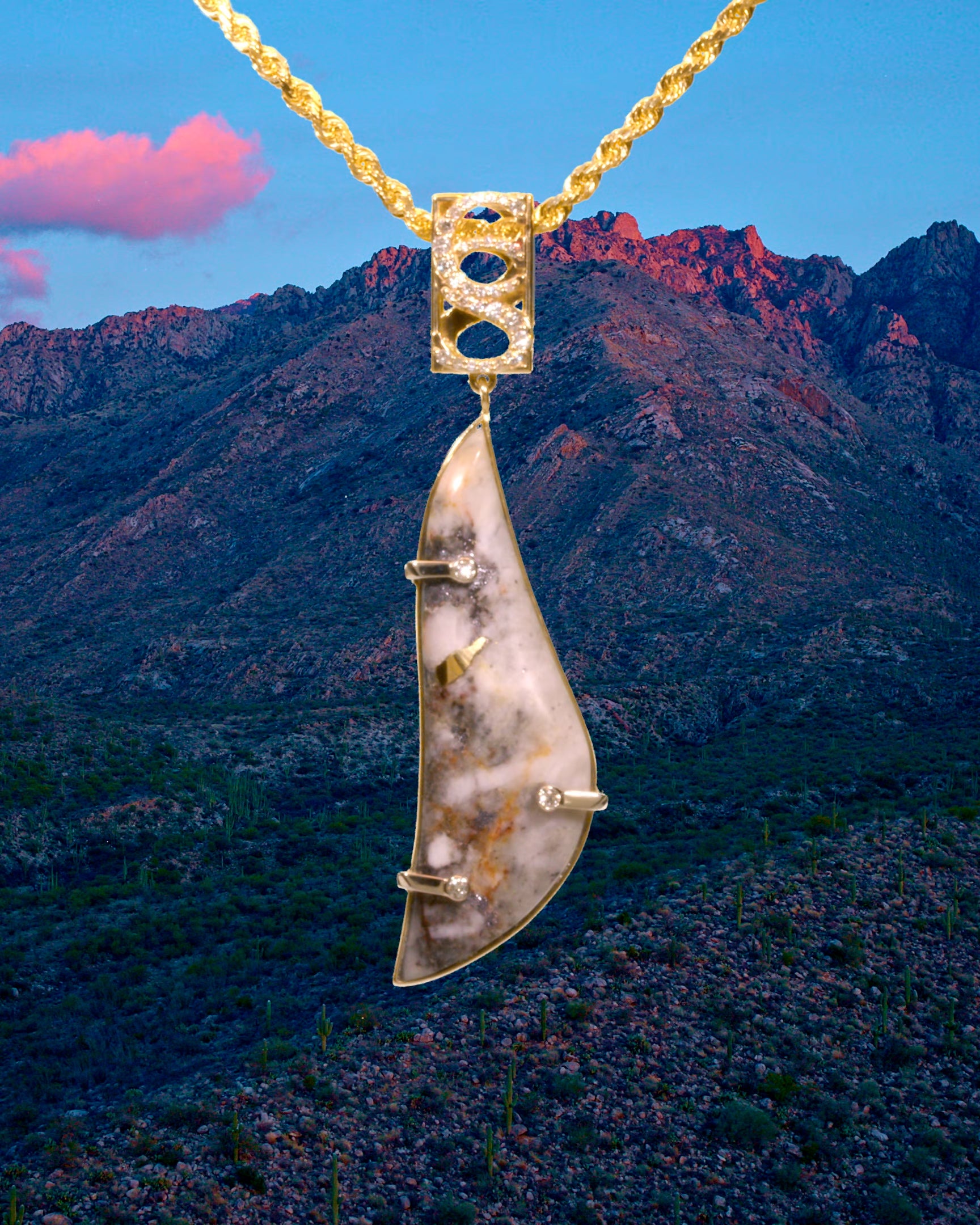 83.65Ct Cody Stone High Jewelry 14k Gold Natural Diamond Necklace For Sale