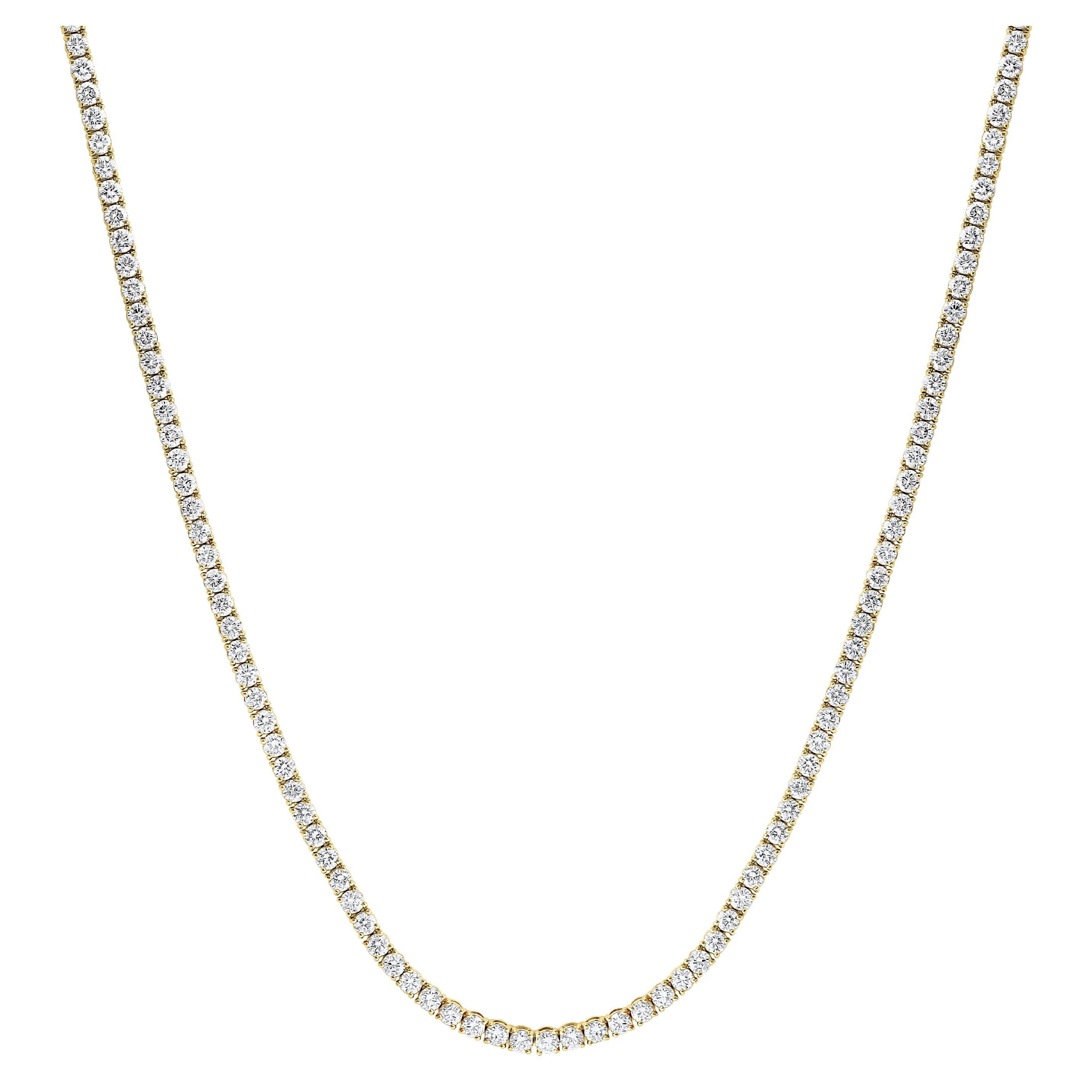 Collier tennis en or jaune 14 carats avec diamants de 8,37 carats