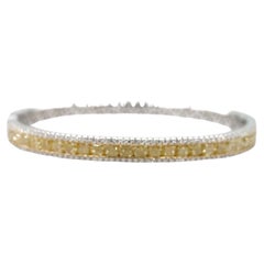 8,37 Karat Fancy gelbe Diamanten & weiße Diamanten Armreif Armband 18K Weißgold