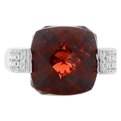 8.37 Carat Orange Tourmaline and Diamond Cocktail Ring in 18 Karat White Gold