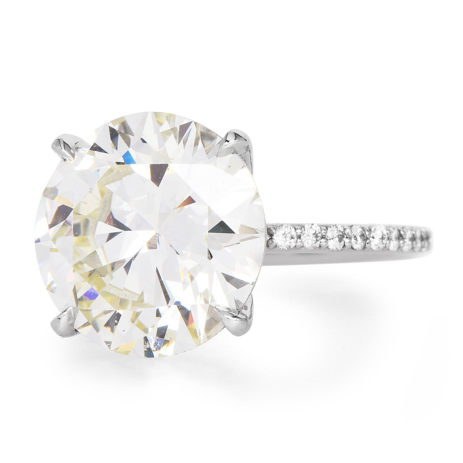 Modern 8.37 Carats Round Cut Diamond Platinum Solitaire Engagement Ring
