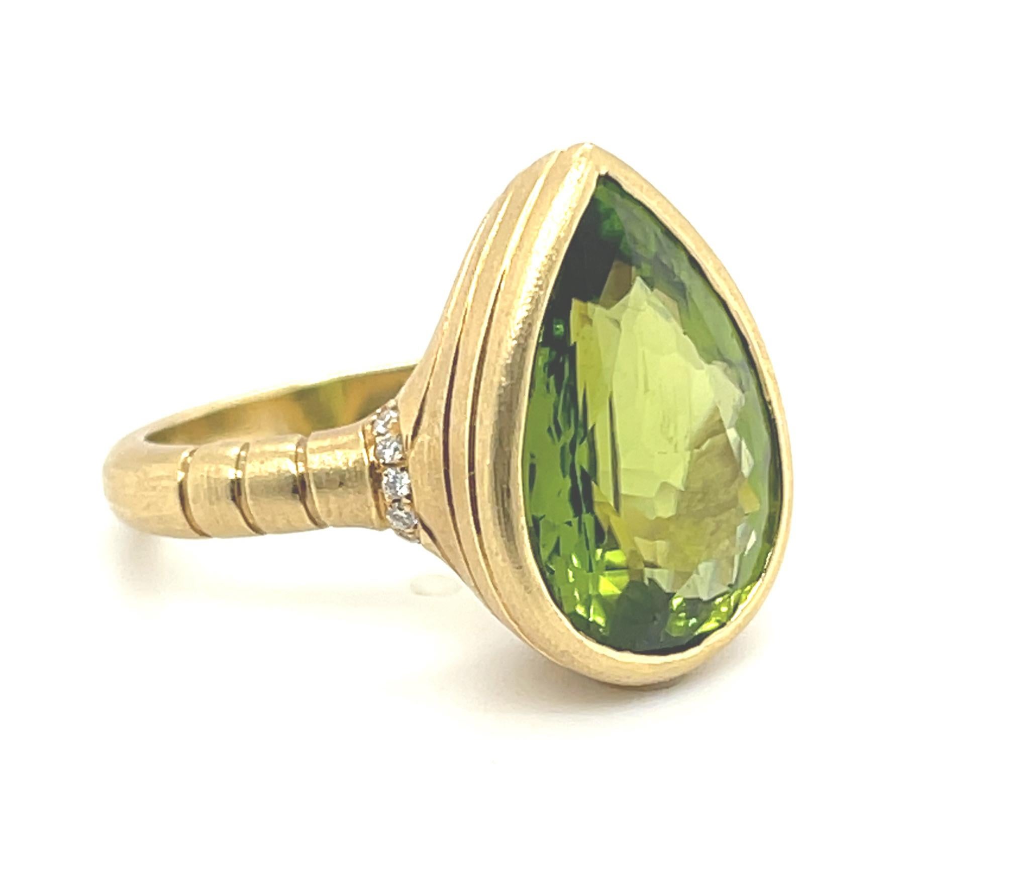 bezel set peridot ring