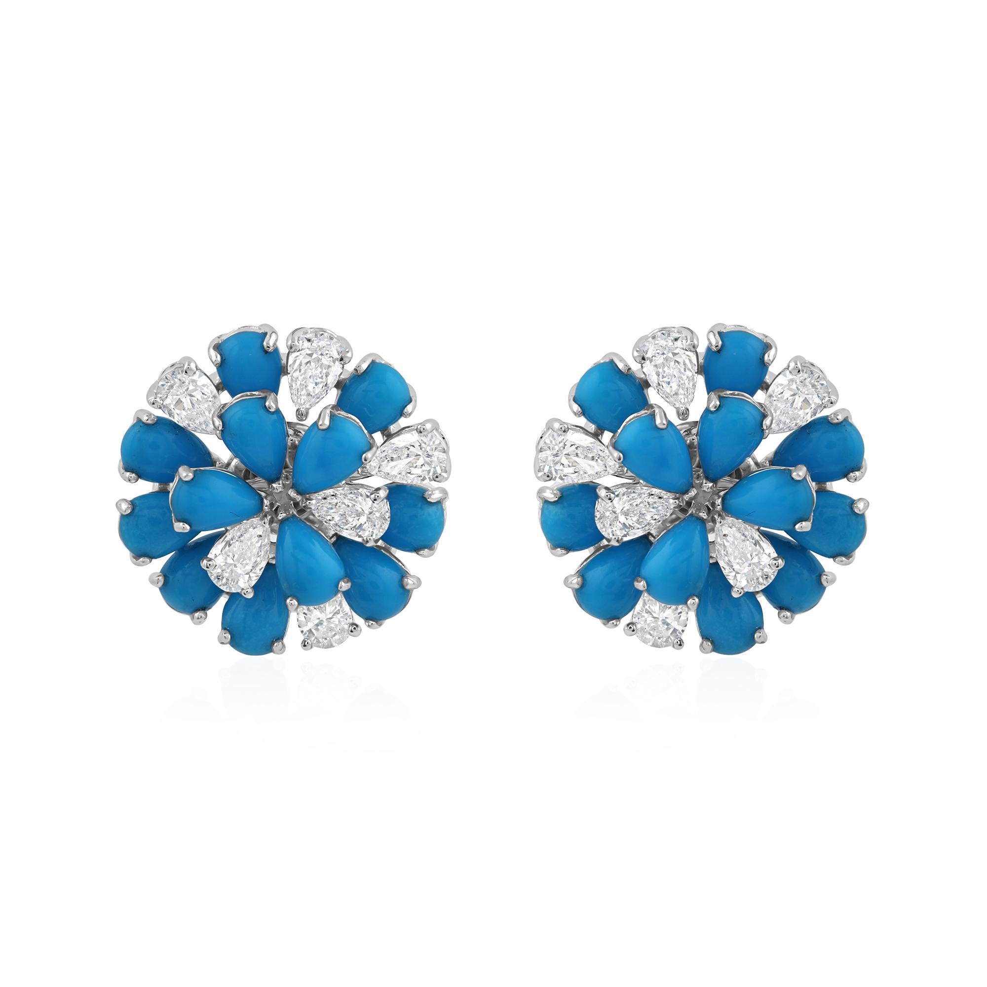 Donna 8,37Ct Arizona Turchese SI/H Orecchini a grappolo di diamanti in oro bianco 14 carati in vendita
