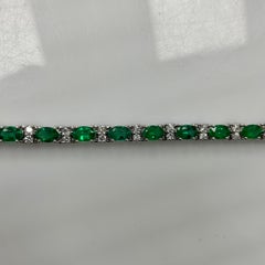 8.37Ct Emerald & Diamond 14K White Gold Bracelet