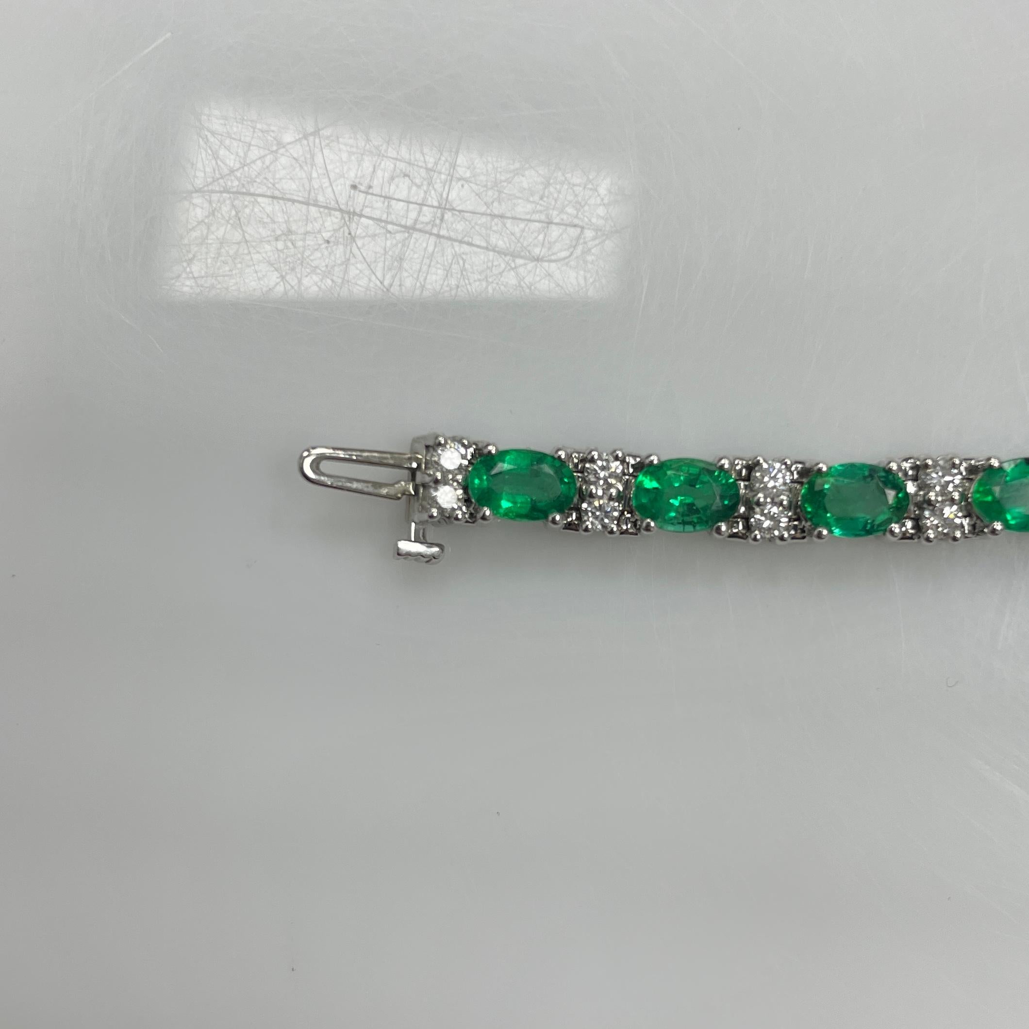 8.37Ct Emerald & Diamond 14K White Gold Bracelet In New Condition For Sale In New York, NY