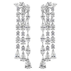 8.37ct SI/H Multi Shape Diamond 18K White Gold Chandelier Drop Earrings