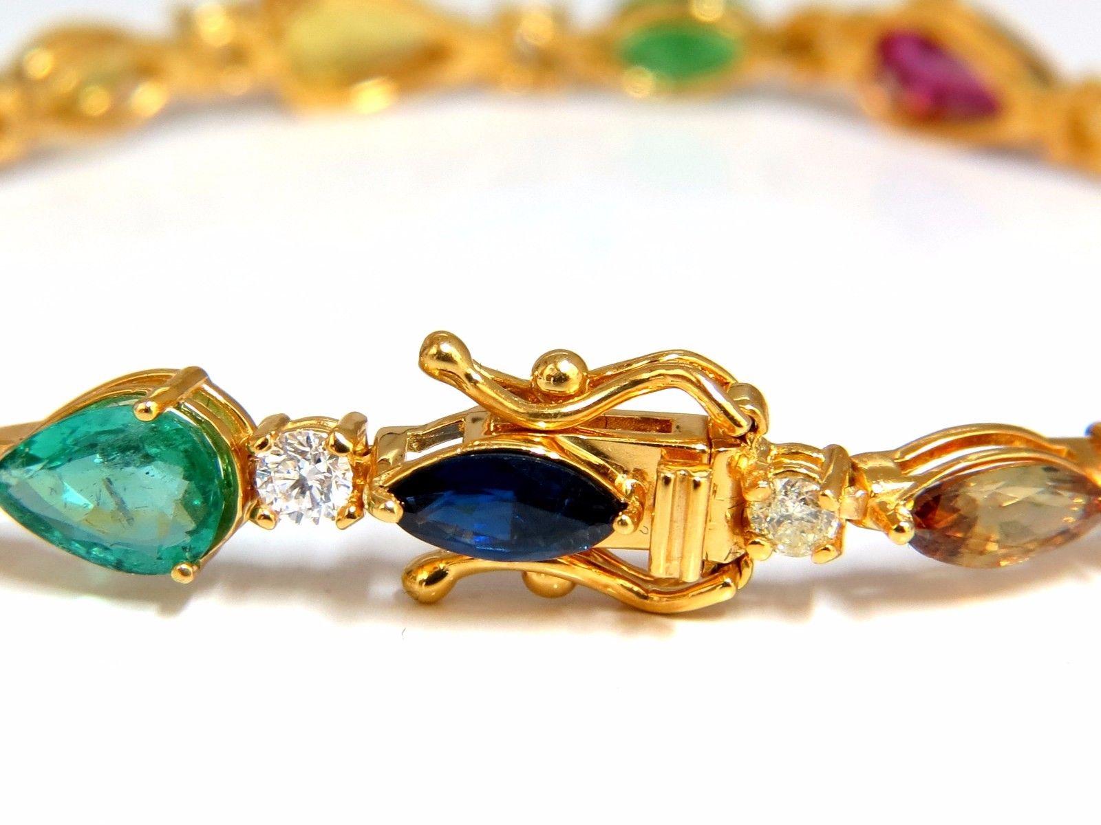8.38 Carat Natural Tsavorite Sapphires Emeralds Diamond Tennis Bracelet 18 Karat In New Condition For Sale In New York, NY