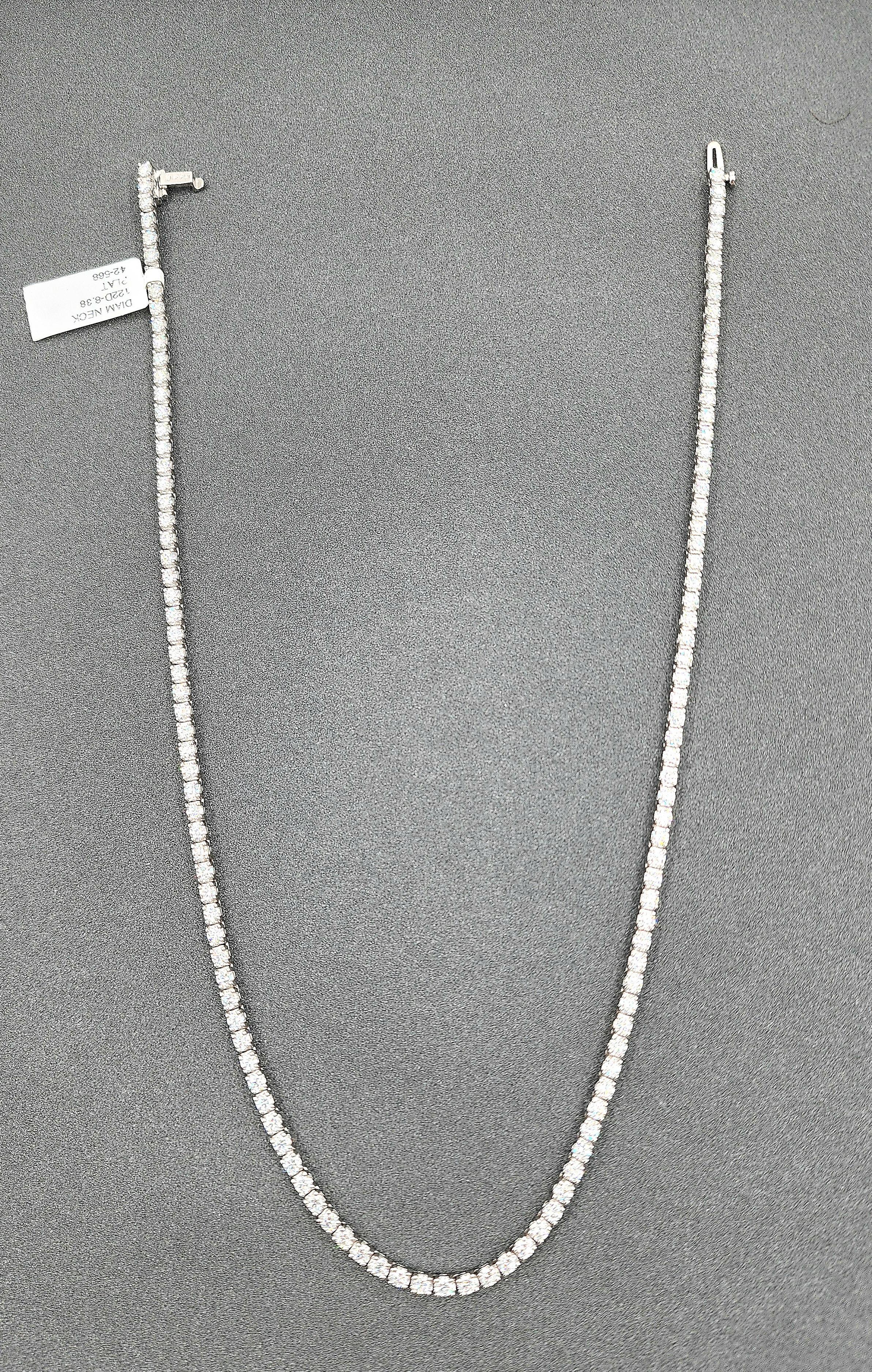 8.38 ct Diamond Tennis Necklace In New Condition In Chicago, IL