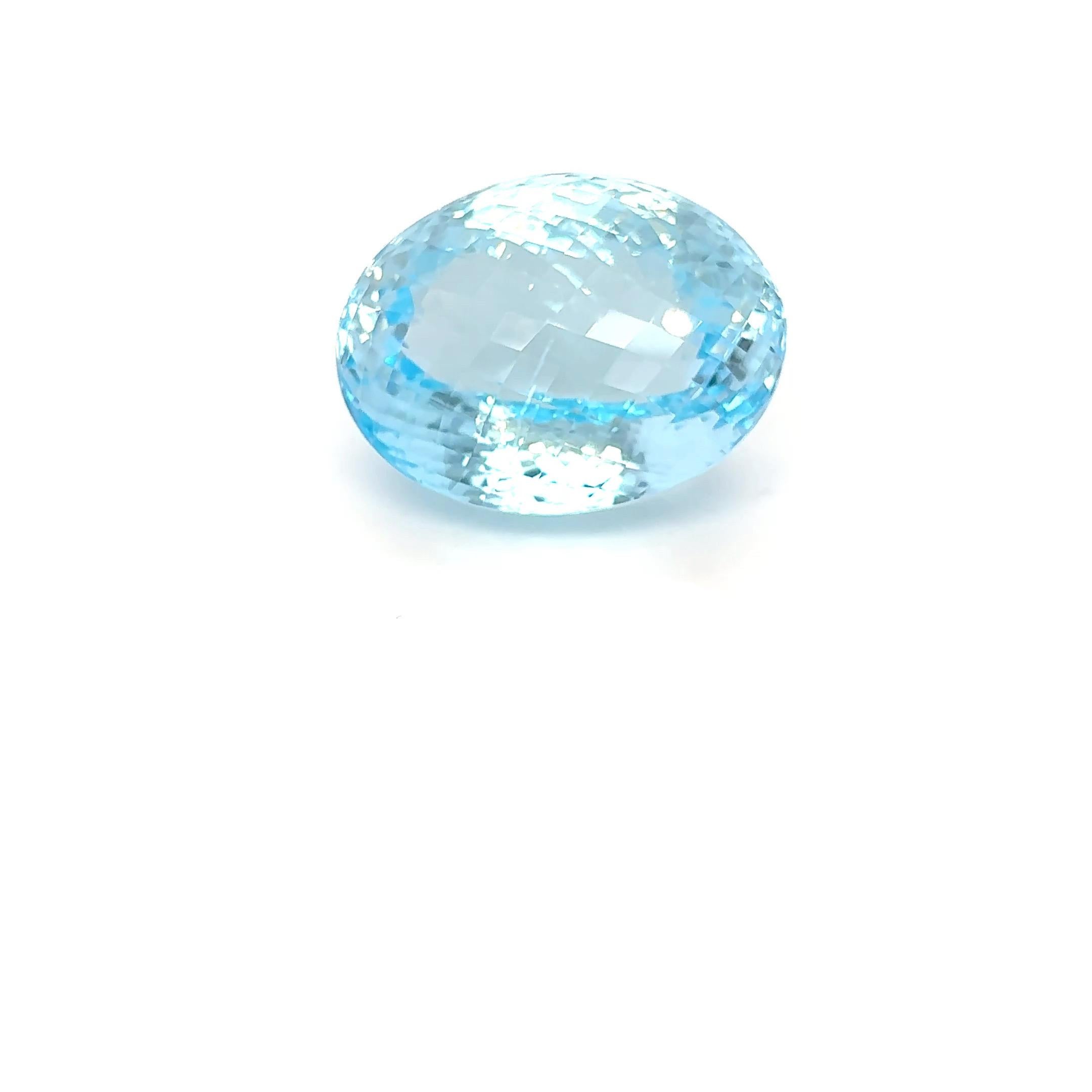 83,83 Carati di Topazio Blu Taglio Ovale Gemma Sciolta in vendita 5