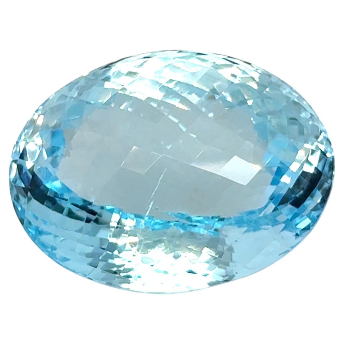 83,83 Carati di Topazio Blu Taglio Ovale Gemma Sciolta in vendita