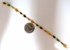 8.38Carat Natural Tsavorite Sapphires Emeralds Diamond Tennis Bracelet 18 Karat*