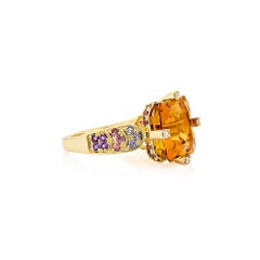 Sunita Nahata Citrine 8.39ct. Fancy Ring in 18KYG with Gemstones and Diamond.
