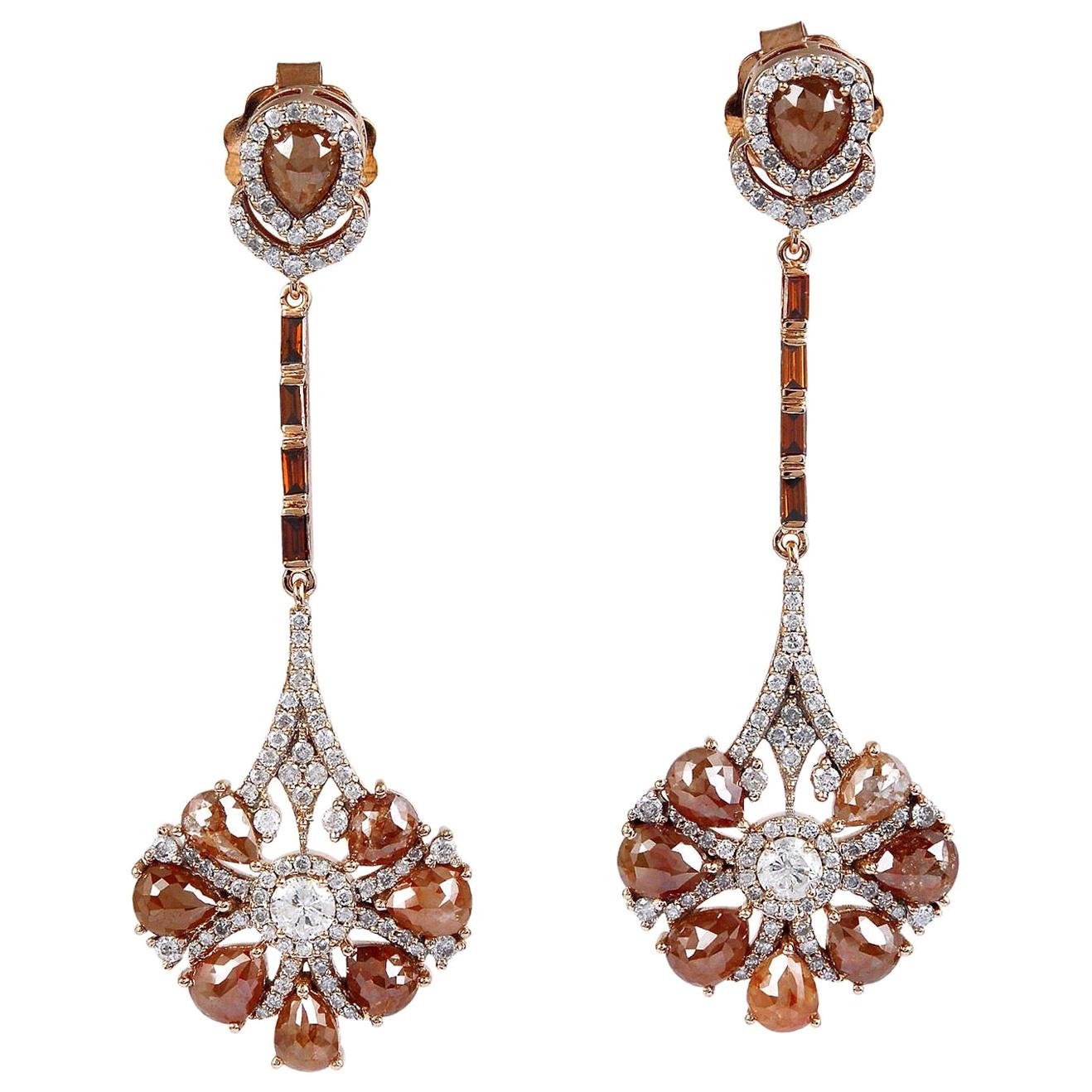 8.39 Carat Fancy Diamond 18 Karat Gold Earrings