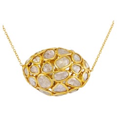 8.39 Carat Total Weight Diamond Yellow Gold Pendant Necklace, in Stock