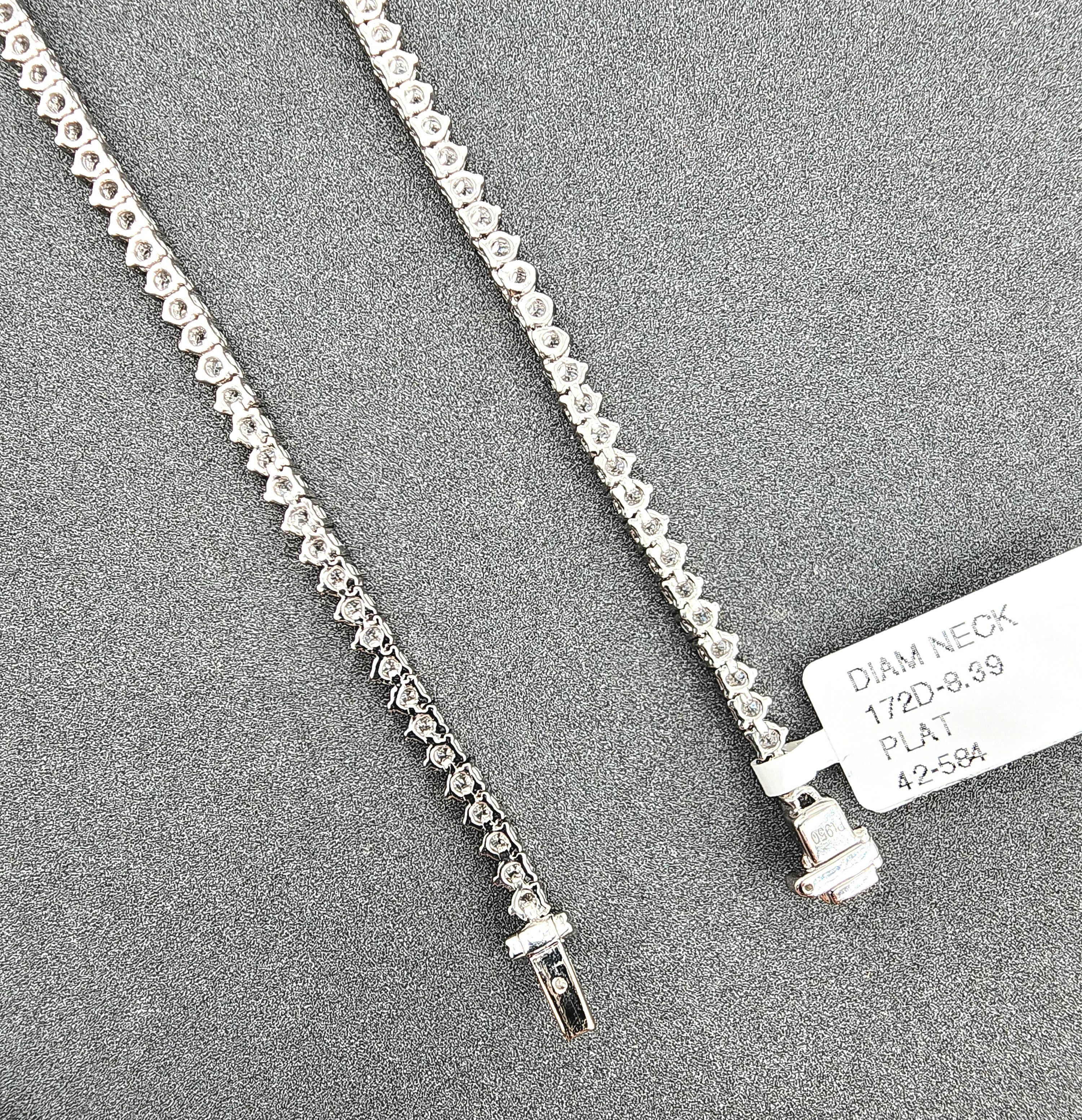 Collar de tenis con diamantes de 8.39 quilates en venta 1