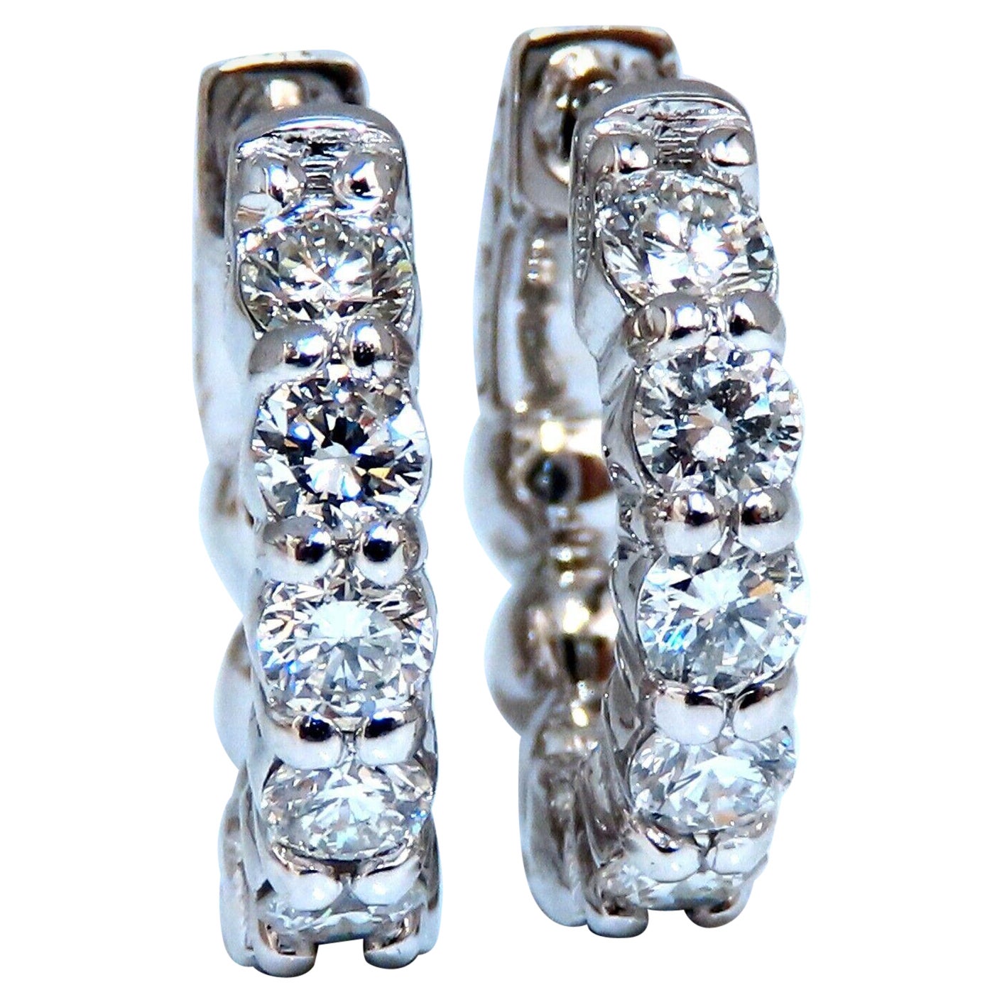 .83ct Pendientes de aro de diamante redondo natural 14kt 15mm sola acción prong