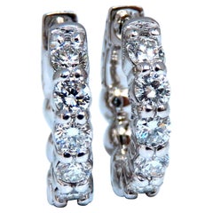 .83ct Pendientes de aro de diamante redondo natural 14kt 15mm sola acción prong