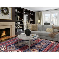 8'3"x10' Ajax Red Afghan Ersari Caucasian Design Revival Hand Knotted Wool Rug
