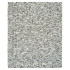 8'3"x10' Beige Pure Wool Hand Loomed Modern Striae Design Oriental Rug