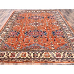 8'3"x10' Carrot Orange Pure Wool Afghan Super Kazak Hand Knotted Oriental Rug
