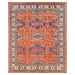 8
3"x10
Carrot Orange Pure Wool Afghan Super Kazak Hand Knotted Oriental Rug