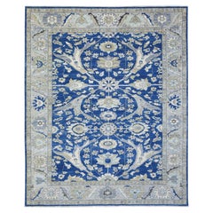 8'3"x10' Navy Blue, Fine Peshawar Pure Wool Hand Knotted Oriental Rug