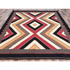 8'3"x10'1" Colorful Flat Weave Southwest Geometric Design Hand Woven Wool Rug
