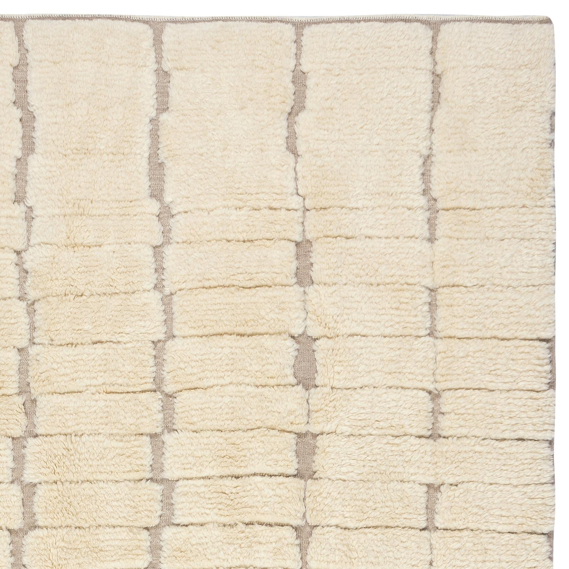 Alfombra Tulu Anudada a Mano 8,3x10,2 Pies. Lana natural. Alfombra moderna de pelo suave en Nuevo estado para la venta en Spring Valley, NY