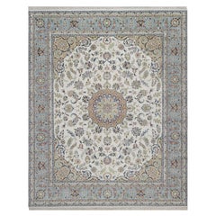 Tappeto Avorio Nain Medallion Design 250 KPSI in lana e seta annodato a mano 8
3 "x10
2"