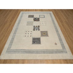 8'3"x10'2" White Modern Wool Hand Knotted Animal Figurines Lori Buft Gabbeh Rug