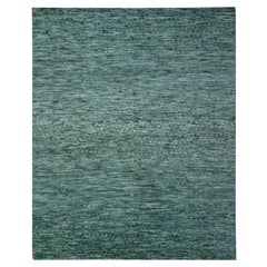 8'3"x10'3" Ocean Green Modern Grass Design Hand Knotted Pure Wool Oriental Rug
