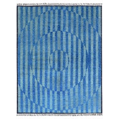 8'3 "x10'5" Storm Blue Beni Ourain Tapis d'Orient d'inspiration marocaine