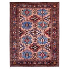8
3 "x10
6" Pfirsich Afghan Ersari kaukasischen Design Revival handgeknüpfte Wolle Teppich