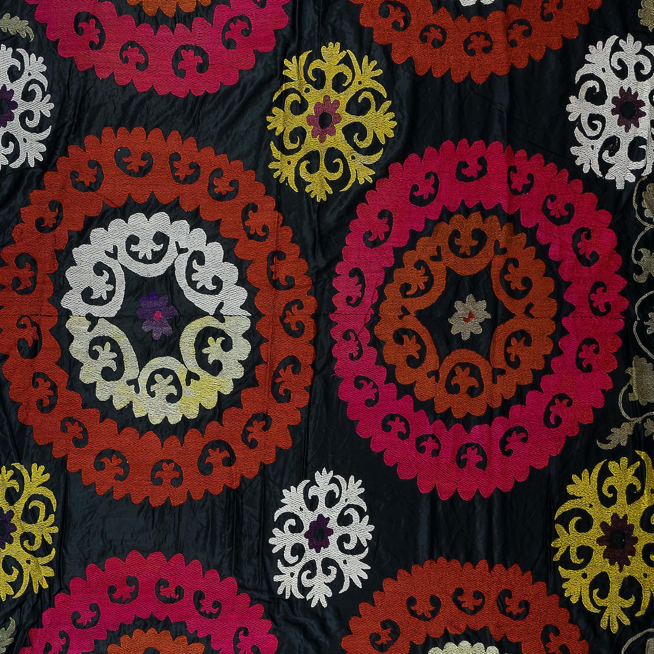 Cotton 8.3x10.7 Ft Silk Embroidery Bedspread, Vintage Uzbek Throw, Suzani Blanket For Sale