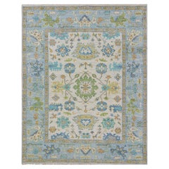 8'3"x10'8" Alabaster White, 100% Wool, Oushak Weave and Design Hand Knotted Rug