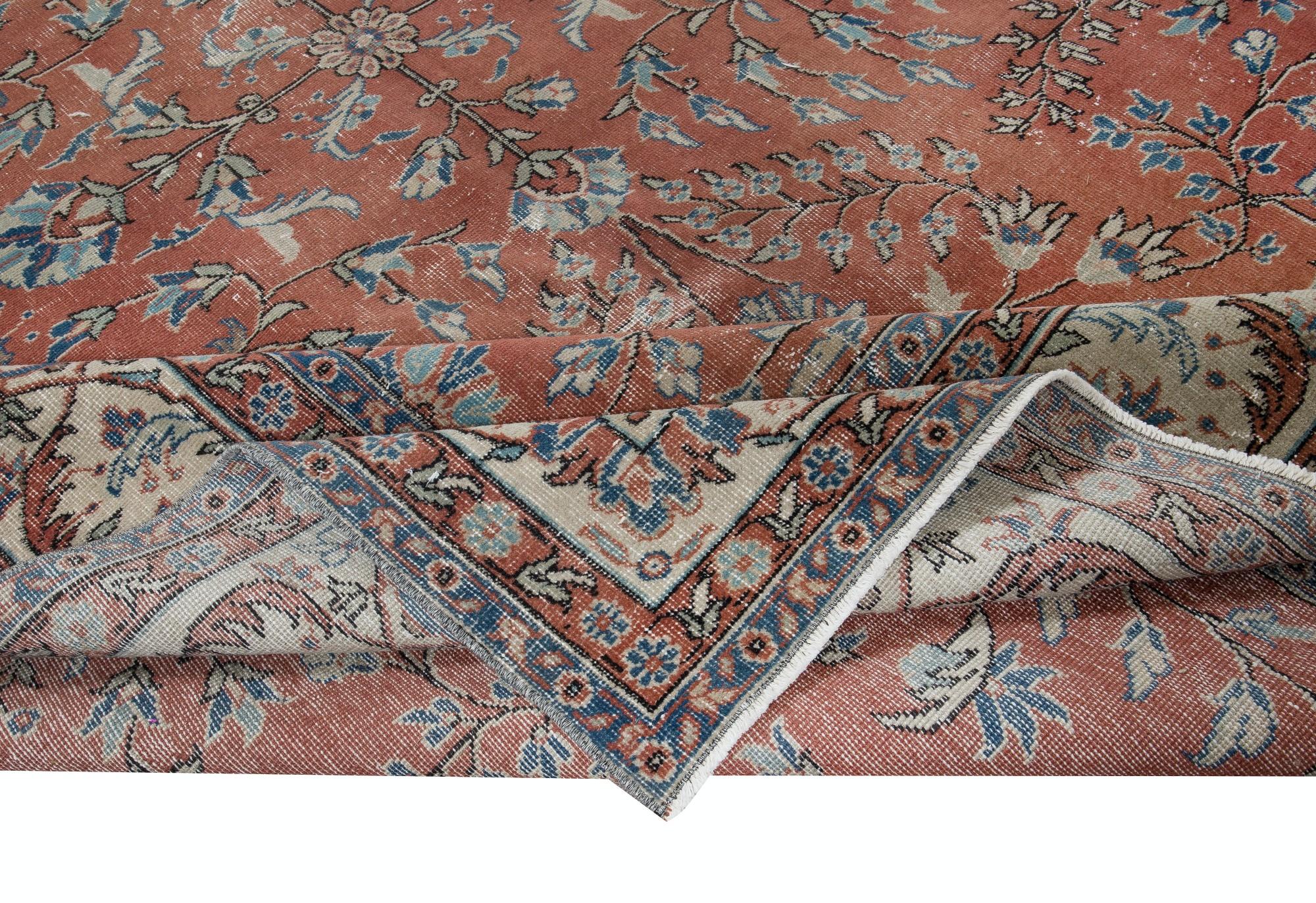 Tribal 8.3x11.2 Ft Handmade Vintage Wool Area Rug, Handmade Turkish Floral Large Carpet For Sale