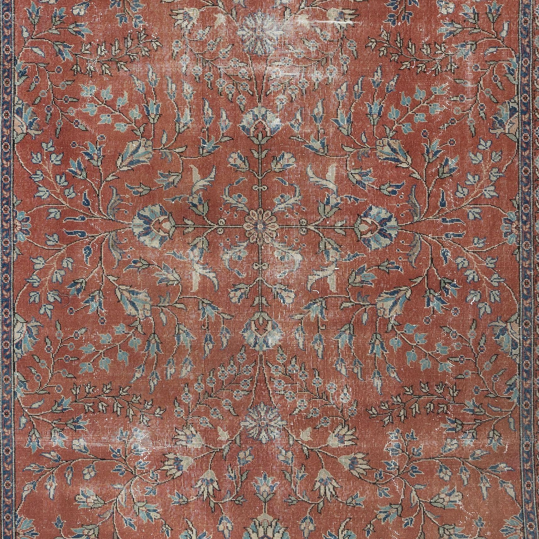 8.3x11.2 Ft Handmade Vintage Wool Area Rug, Handmade Turkish Floral Large Carpet In Good Condition For Sale In Philadelphia, PA