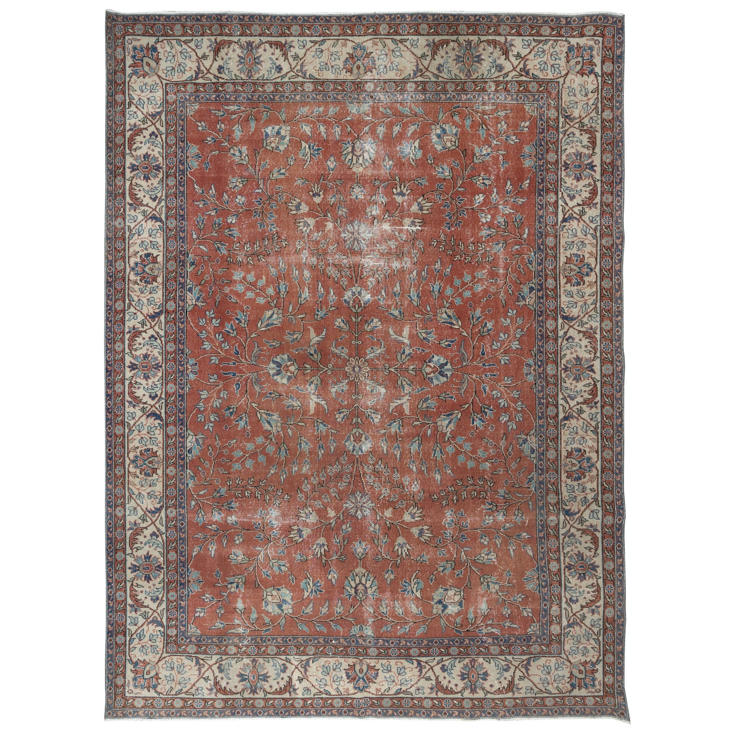 Tappeto di lana vintage fatto a mano 8.3x11.2 Ft, tappeto floreale turco fatto a mano di grandi dimensioni