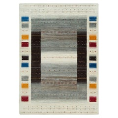 8'3 "x11'4" Bianco Lori Buft Gabbeh Animale Figurato in Lana Annodato a Mano Tappeto Orientale