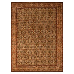 8'3"x11'5" Brown Antique Farsian with Fish Tabriz Design Hand Knotted Wool Rug