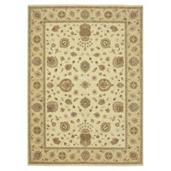 8
3 "x11
6" Ivory Agra with Ziegler Design Leaf Pattern Tappeto in lana annodato a mano