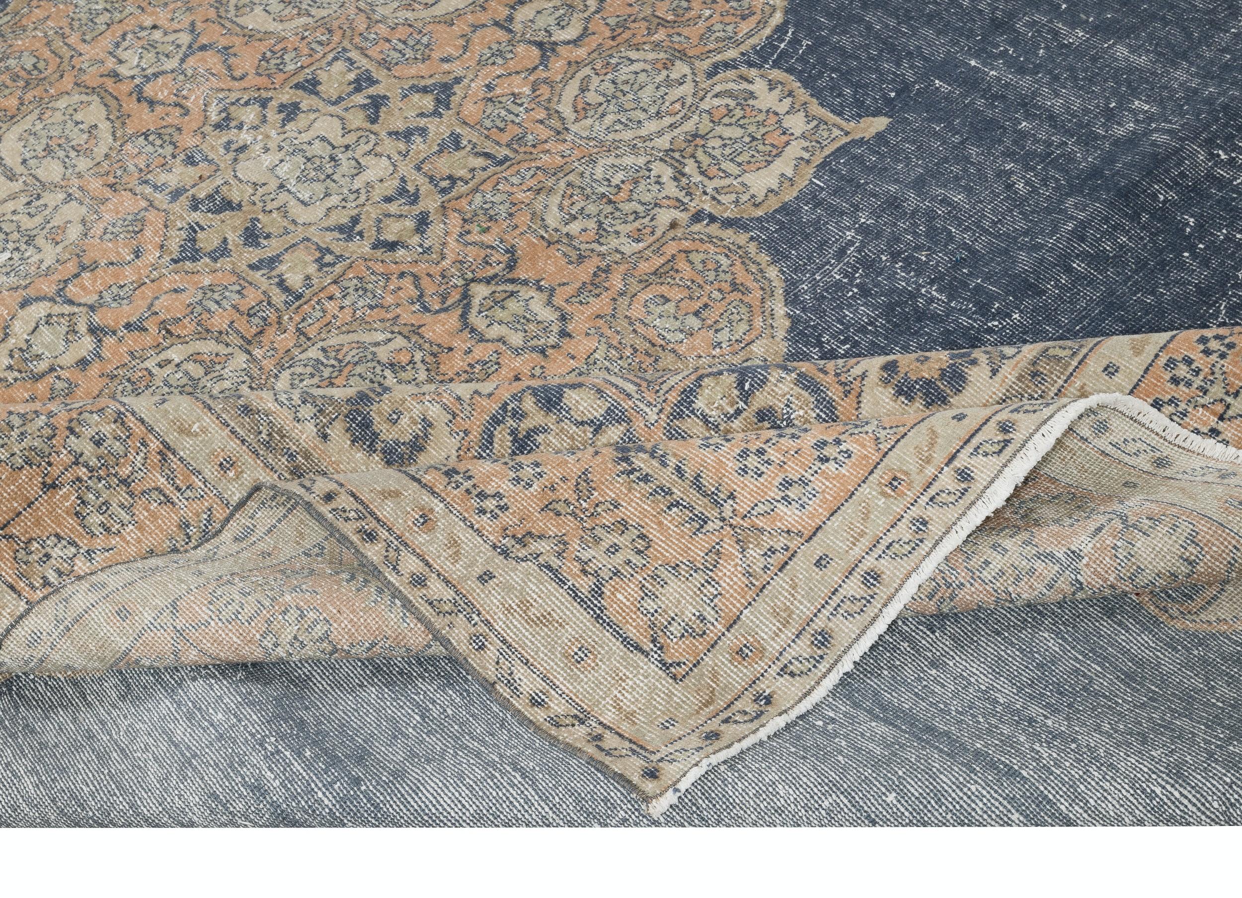 Rustic 8.3x11.7 Ft Vintage Handmade Wool Large Area Rug, One of a kind Turkish Carpet For Sale