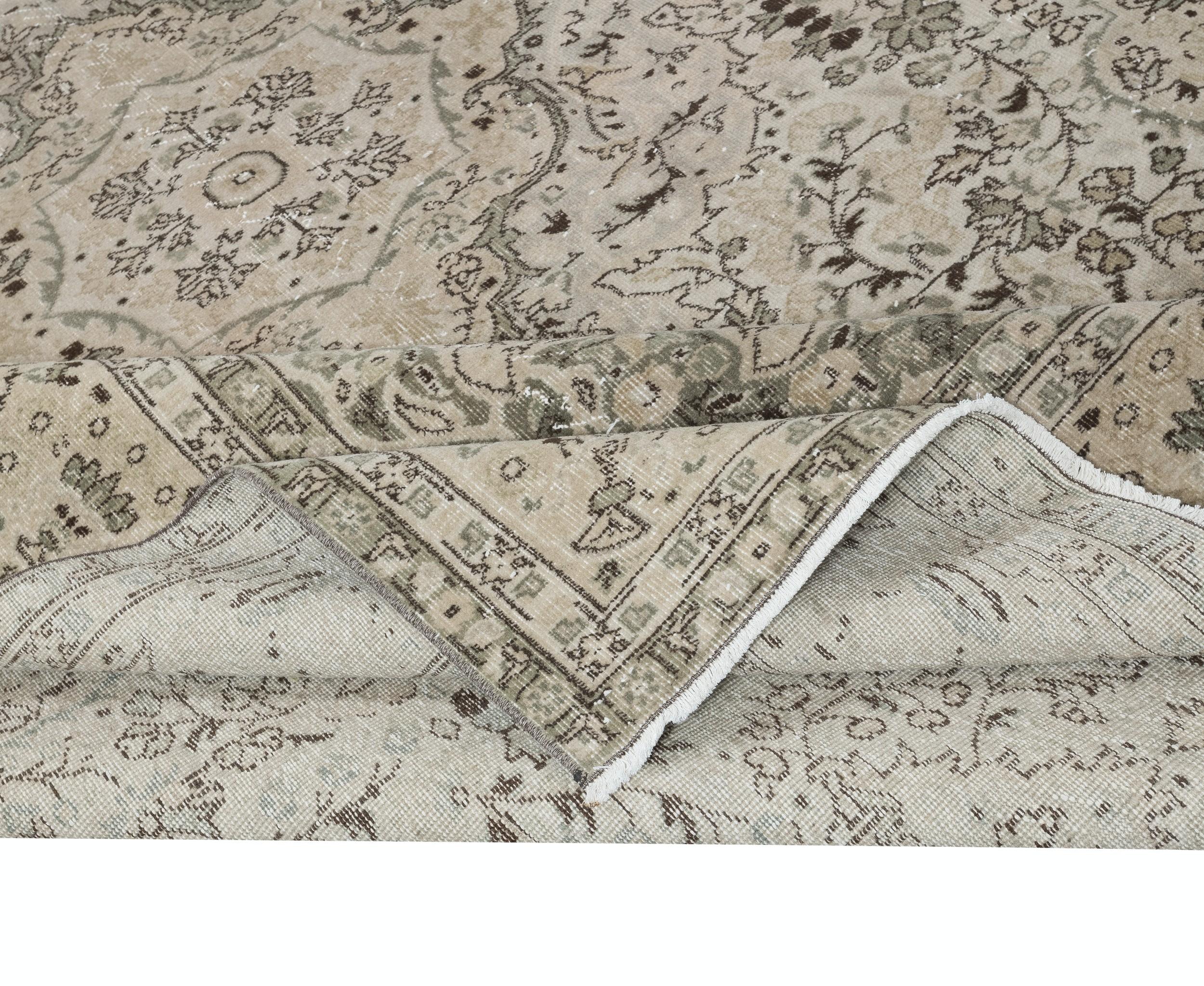 8.3x12 Ft Ein von einer Art 1960er Jahre Beige Bereich Teppich, Sonne verblasst handgefertigten türkischen Teppich (Land) im Angebot
