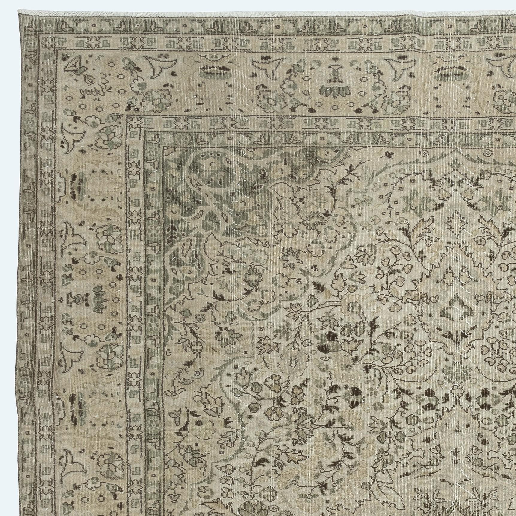 8.3x12 Ft Ein von einer Art 1960er Jahre Beige Bereich Teppich, Sonne verblasst handgefertigten türkischen Teppich (Türkisch) im Angebot