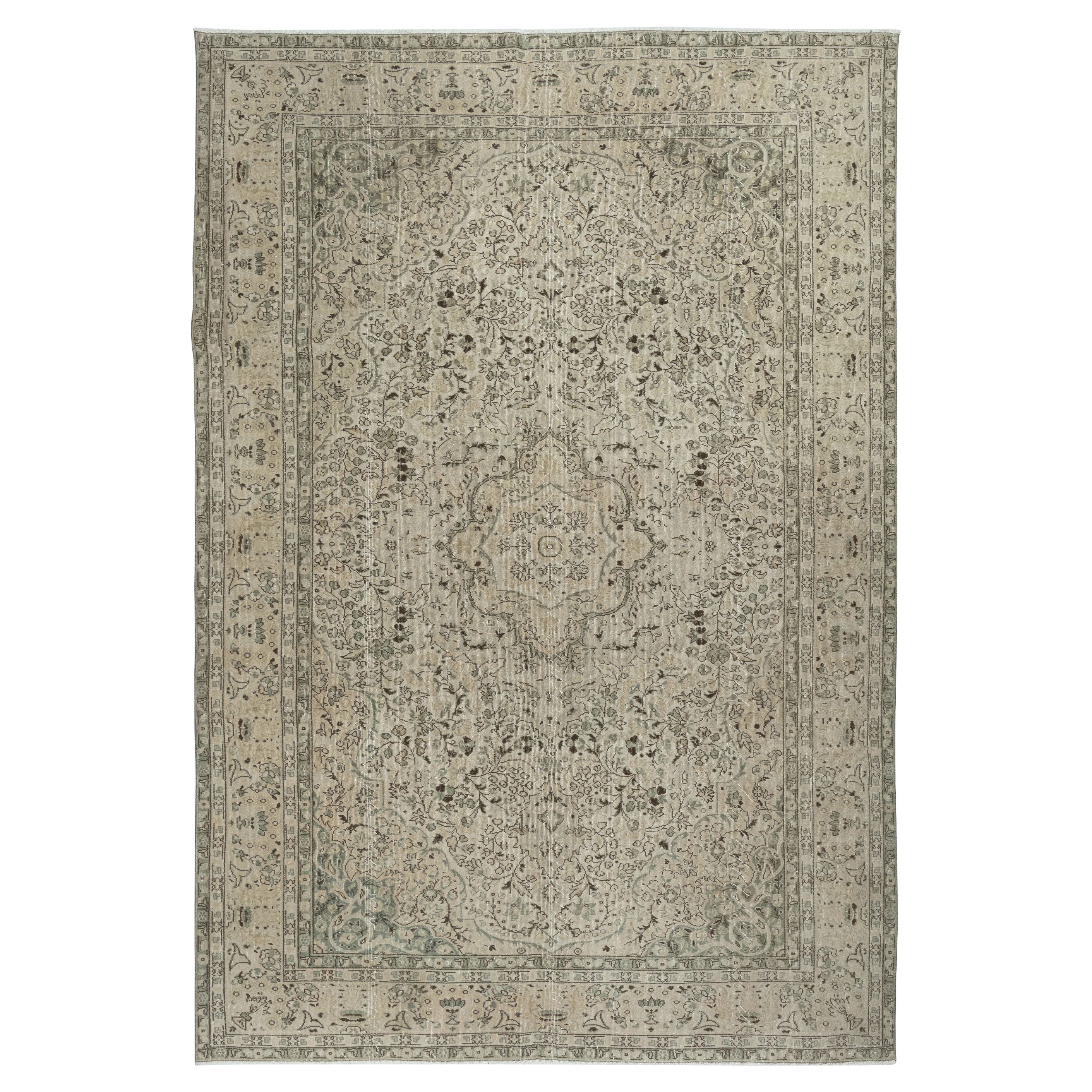 8.3x12 Ft Ein von einer Art 1960er Jahre Beige Bereich Teppich, Sonne verblasst handgefertigten türkischen Teppich