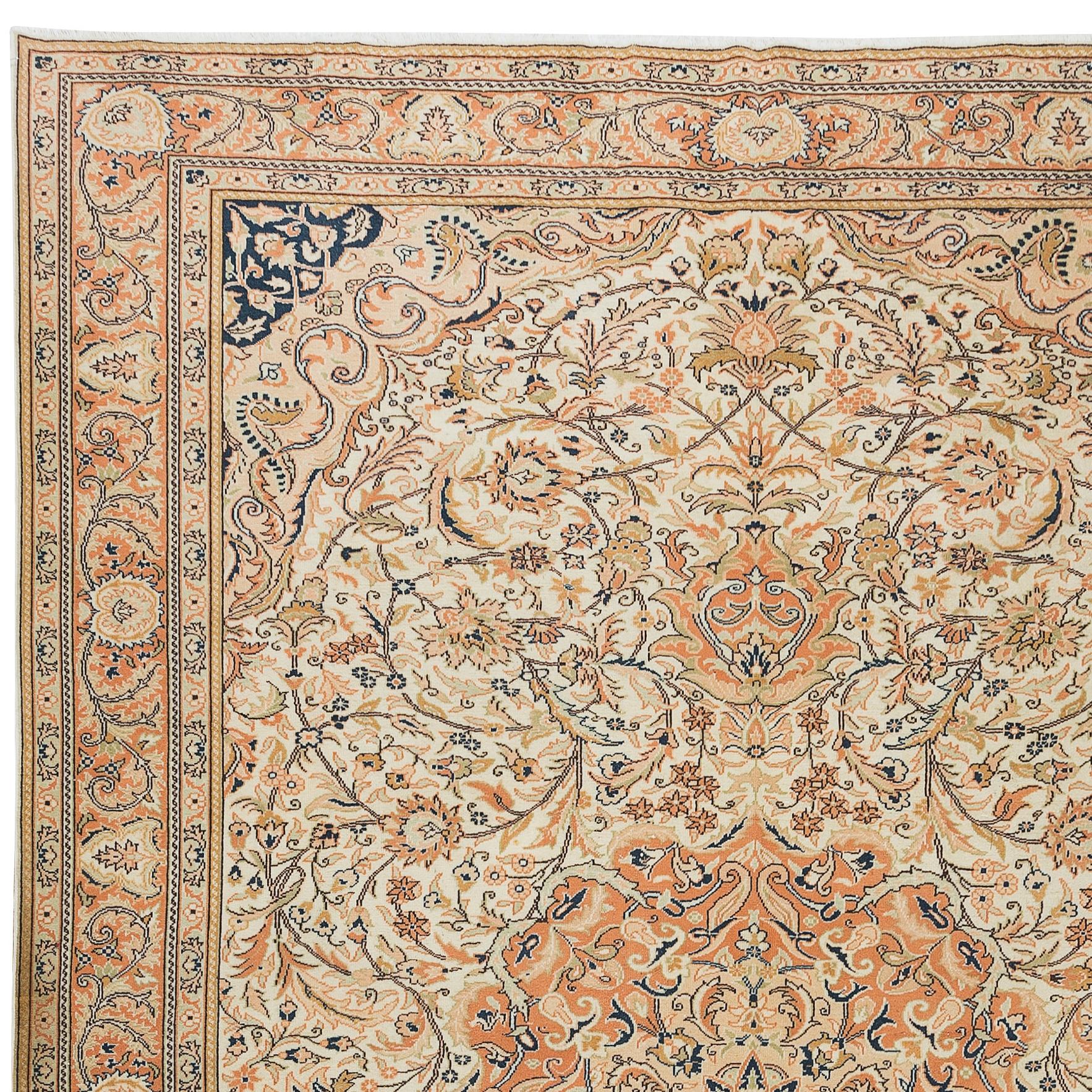 Hand-Knotted 8.3x12 Ft One-of-a-kind Vintage Handmade Turkish Area Rug with Medallion Design For Sale