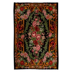 8.3x12 ft Vintage Bessarabian Kilim, Floral Handwoven Wool Rug from Moldova