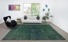 8.3x12.5 Ft Dark Green Color Handmade Large Area Rug, Modern Turkish Carpet