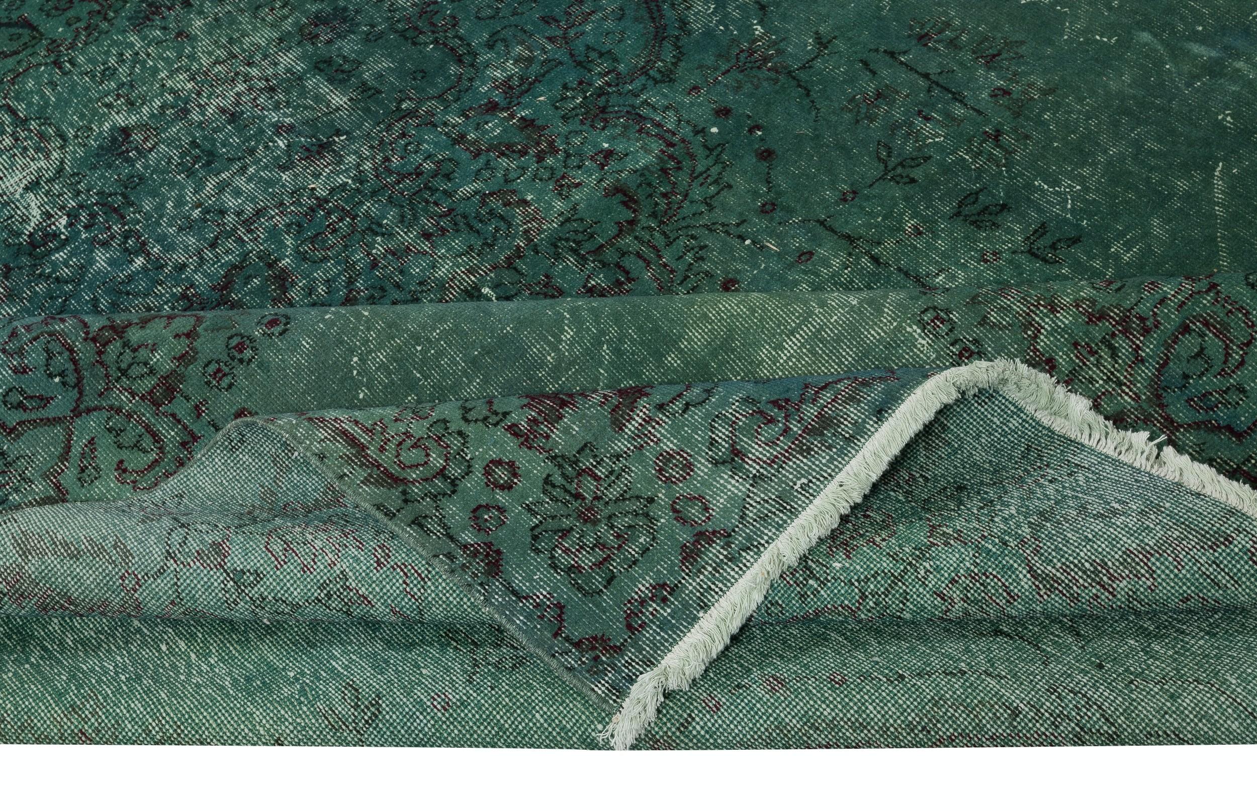 Hand-Knotted 8.3x12.5 Ft Dark Green Color Handmade Large Area Rug, Modern Turkish Carpet For Sale